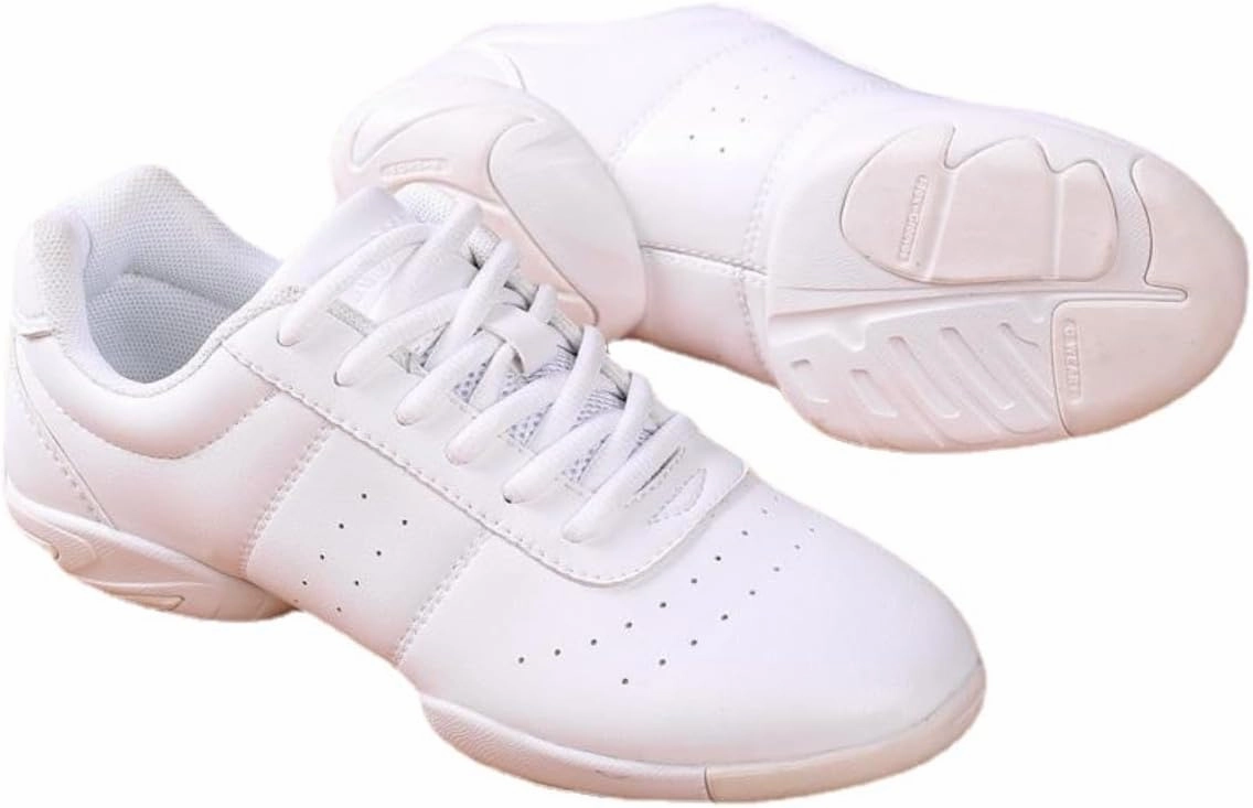 Girl & Youth White Soft Aerobics Shoes Cheerleading Sport Dance Shoes Training Cheer Shoes Difference Between Training And Running Shoes