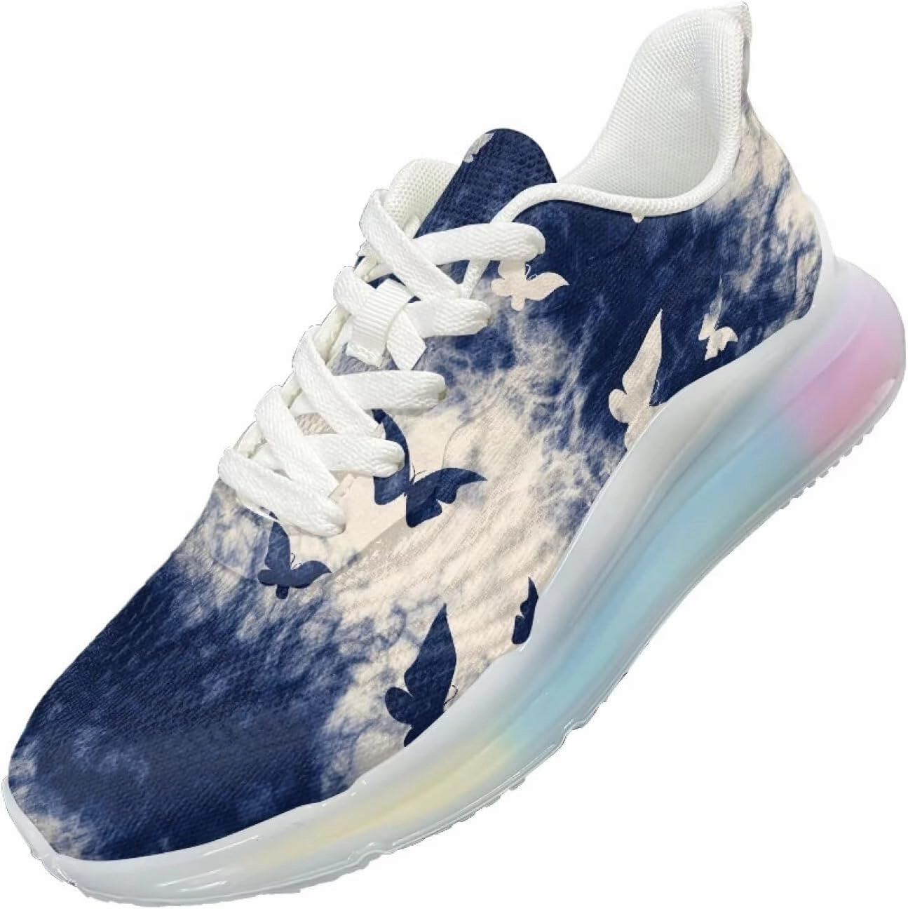 Asics Volleyball Shoes Kohls Women Trainers Sports Running Shoes Causal Travel Walking Air Cushion Shoe Lace-up Breathable for Lady Teenager Girls Tie-dye Butterfly Pattern