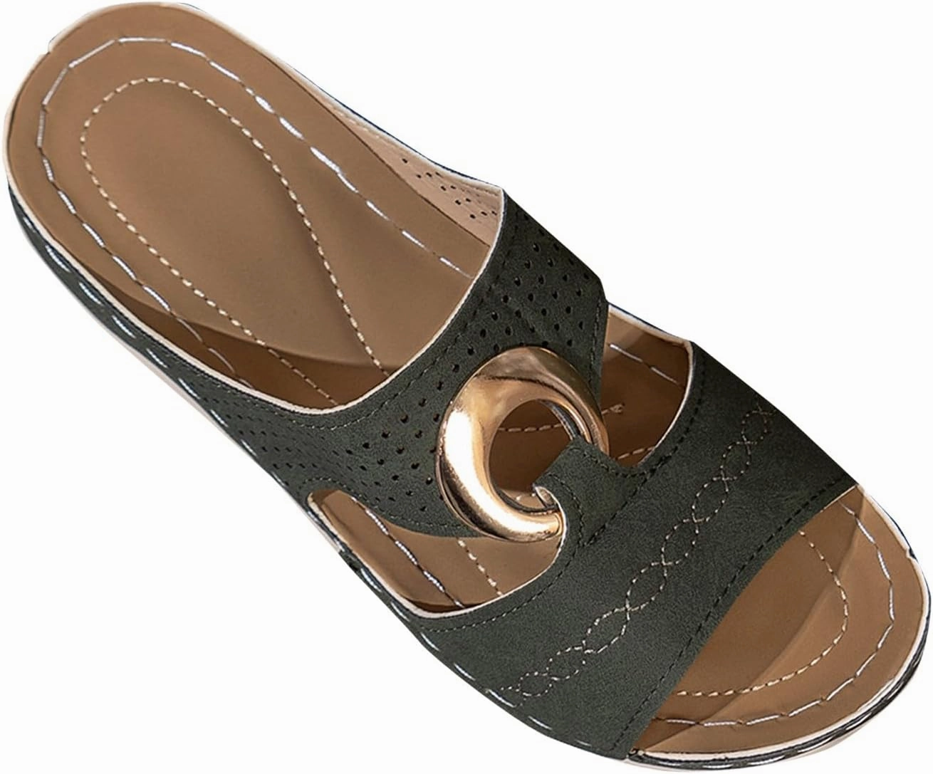 Flip Flops Hurt Between My Toes Women's Orthopedic Sandals Summer Slip On Wedge Sandals with Arch Support Open Toe Cutout Beach Shoes Leather Home Slippers