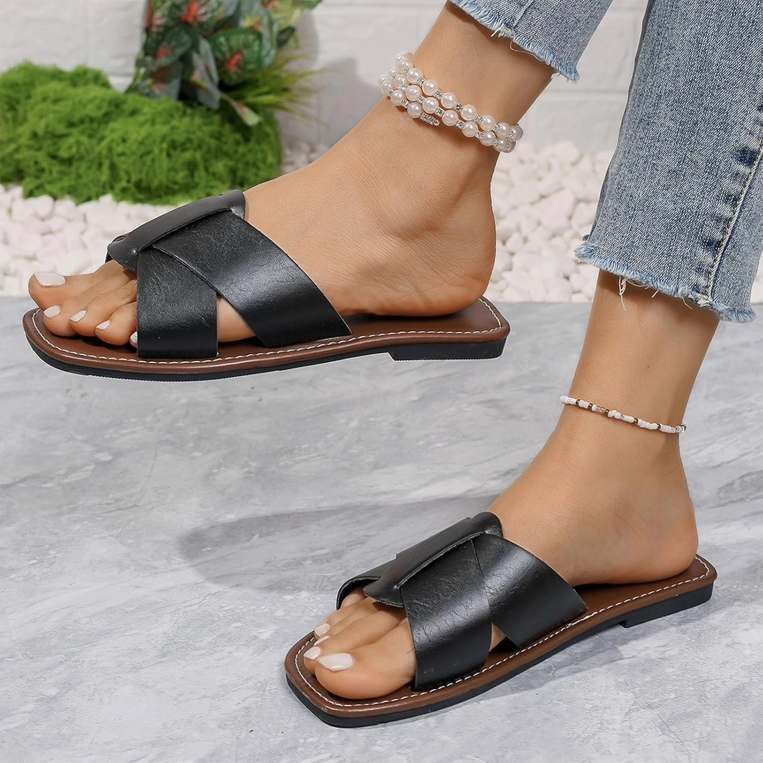 Splatoon Flip Flops Women's Flat Slide Sandals Cute Buckle Strap Slip on Dressy Casual Strappy Sandals 2025 Summer Open Toe Slides Shoes