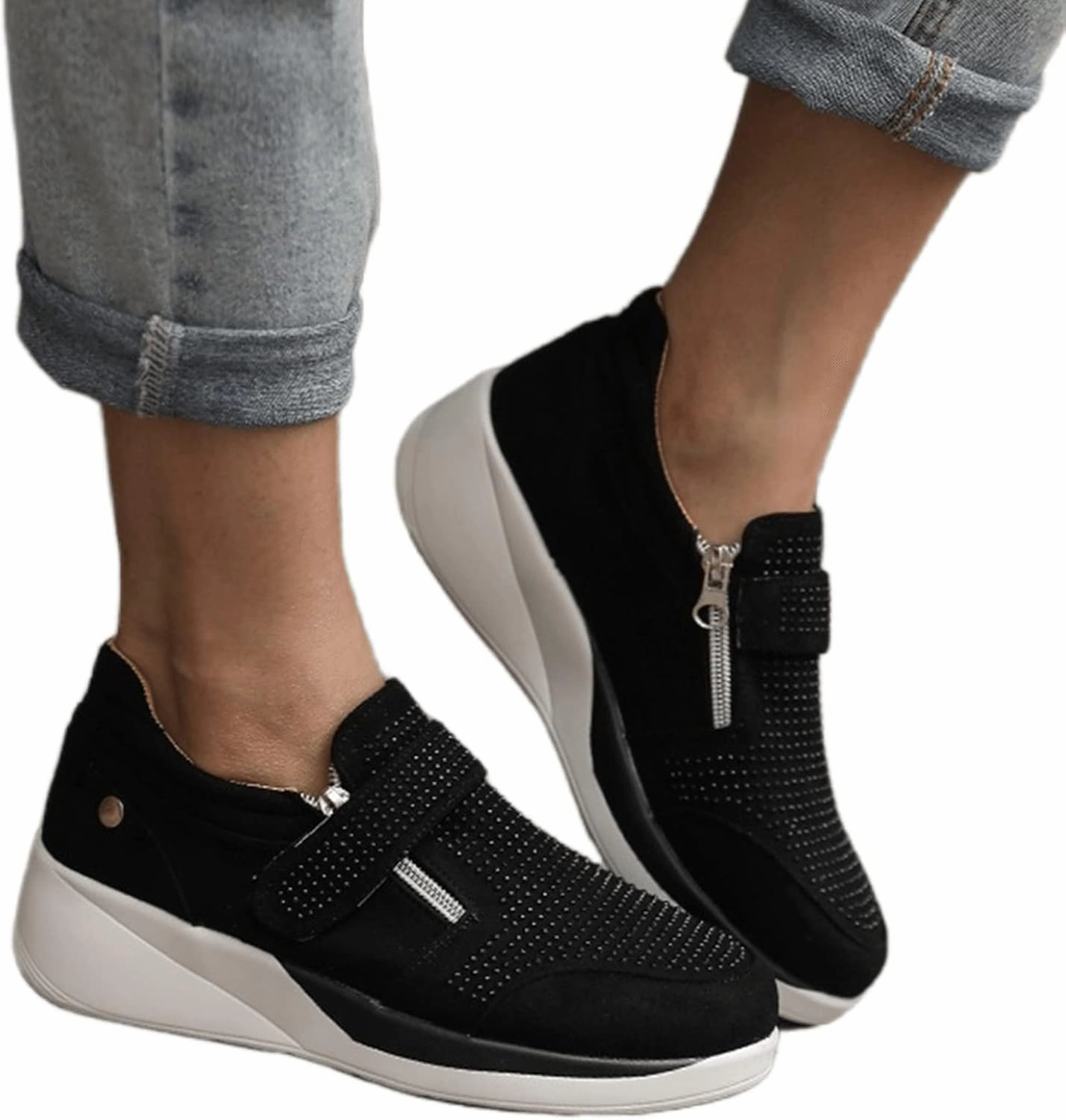 Ladmiple Sneakers For Women Walking Shoes Comfortable Casual Lace Up Dressy Summer Fashion Slip On Platform Flats Loafer Sneakers Slip On