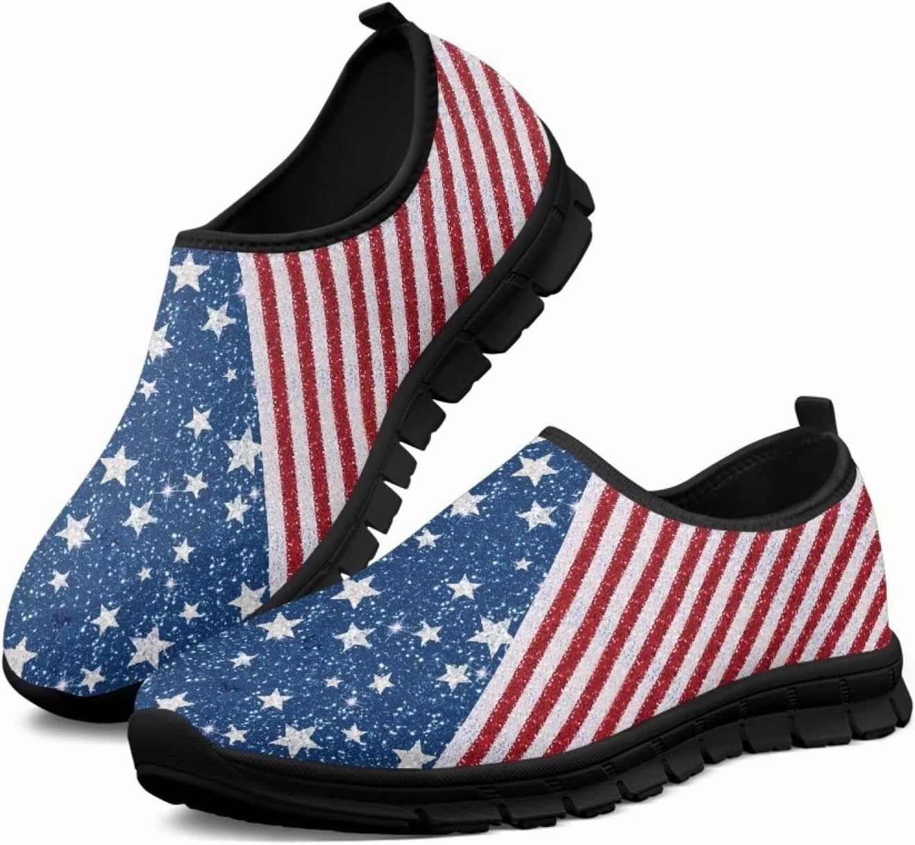 American Flag Walking Shoes for Women Slip On Casual Running Shoes Low Top Mesh Sport Shoes Lightweight Adult Jogging Shoes Savix Road Cycling Shoes