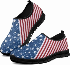 American Flag Walking Shoes for Women Slip On Casual Running Shoes Low Top Mesh Sport Shoes Lightweight Adult Jogging Shoes Cycling Near Me