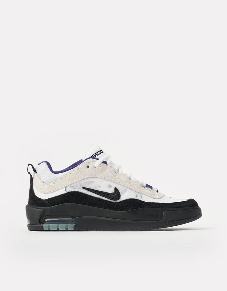 Nike SB Air Max Ishod Skate Shoes - White/Black-Court Purple-Black Burgundy Gold Nike Shoes