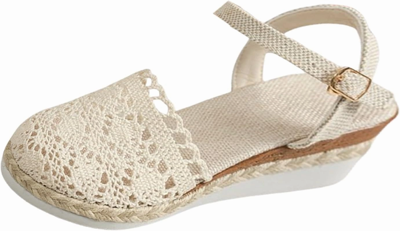 Decorating Flip Flops Orthopedic Platform Wedge Sandals for Women Comfortable Dress Ankle Strap Closed Toe Beach Sandal Anti Slip On Summer Dress Shoes