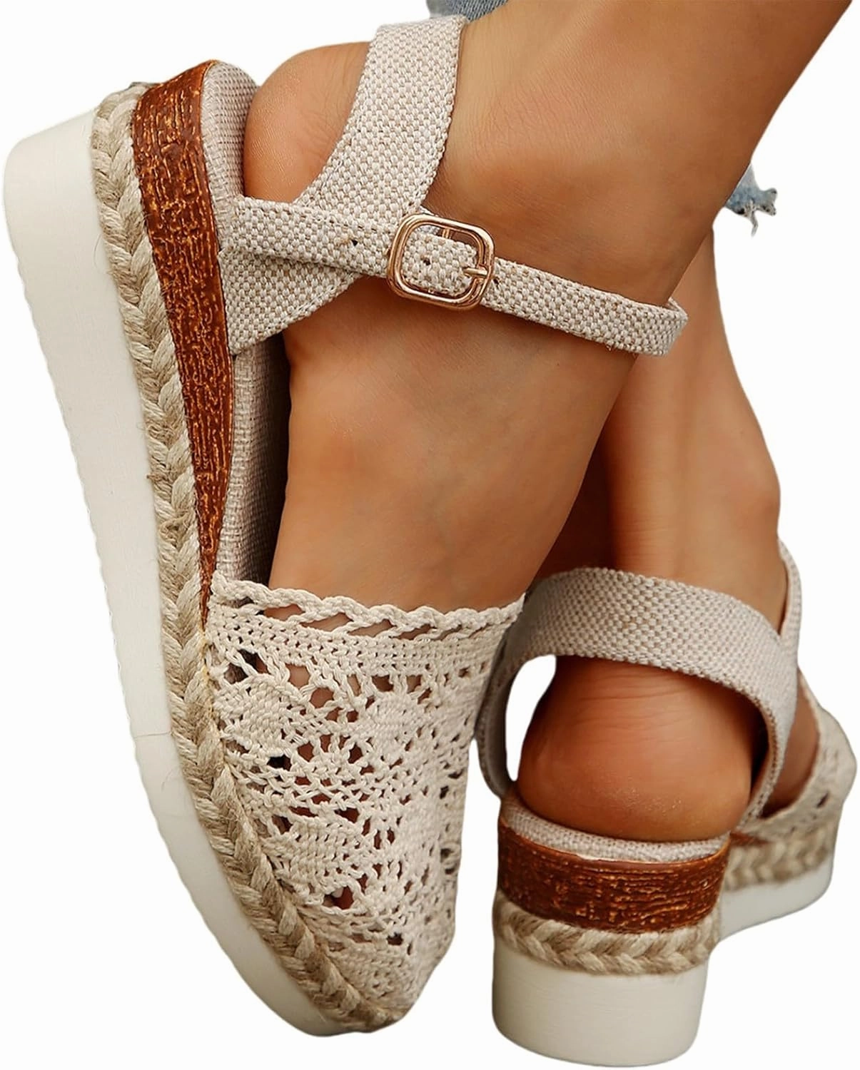 Orthopedic Platform Wedge Sandals for Women Comfortable Dress Ankle Strap Closed Toe Beach Sandal Anti Slip On Summer Dress Shoes Terry Flip Flops