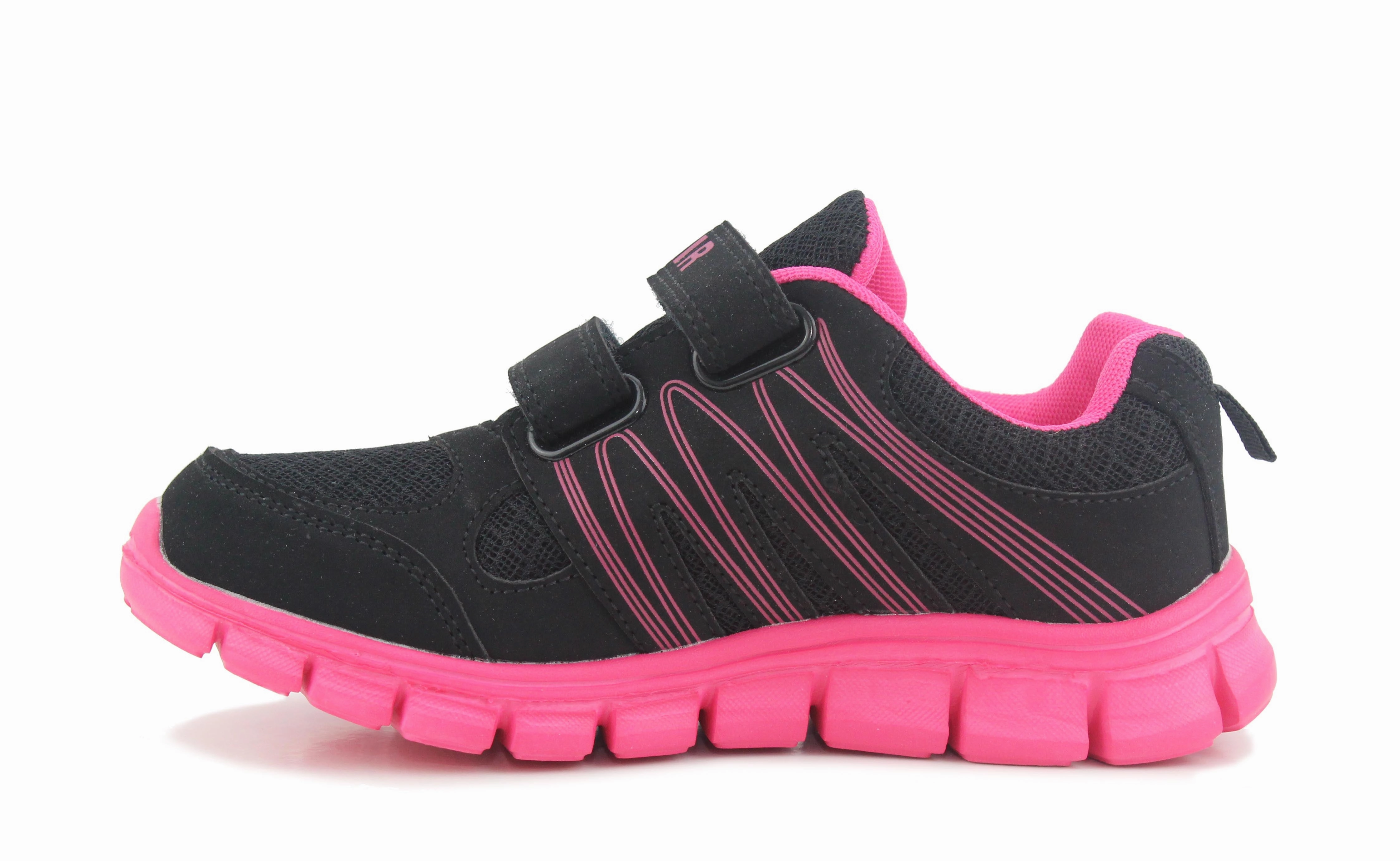 Pokemon Black And White Running Shoes Kids Black Hot Pink Youth Super Lightweight EVA Double Touch Fasten Strap Sports Trainers