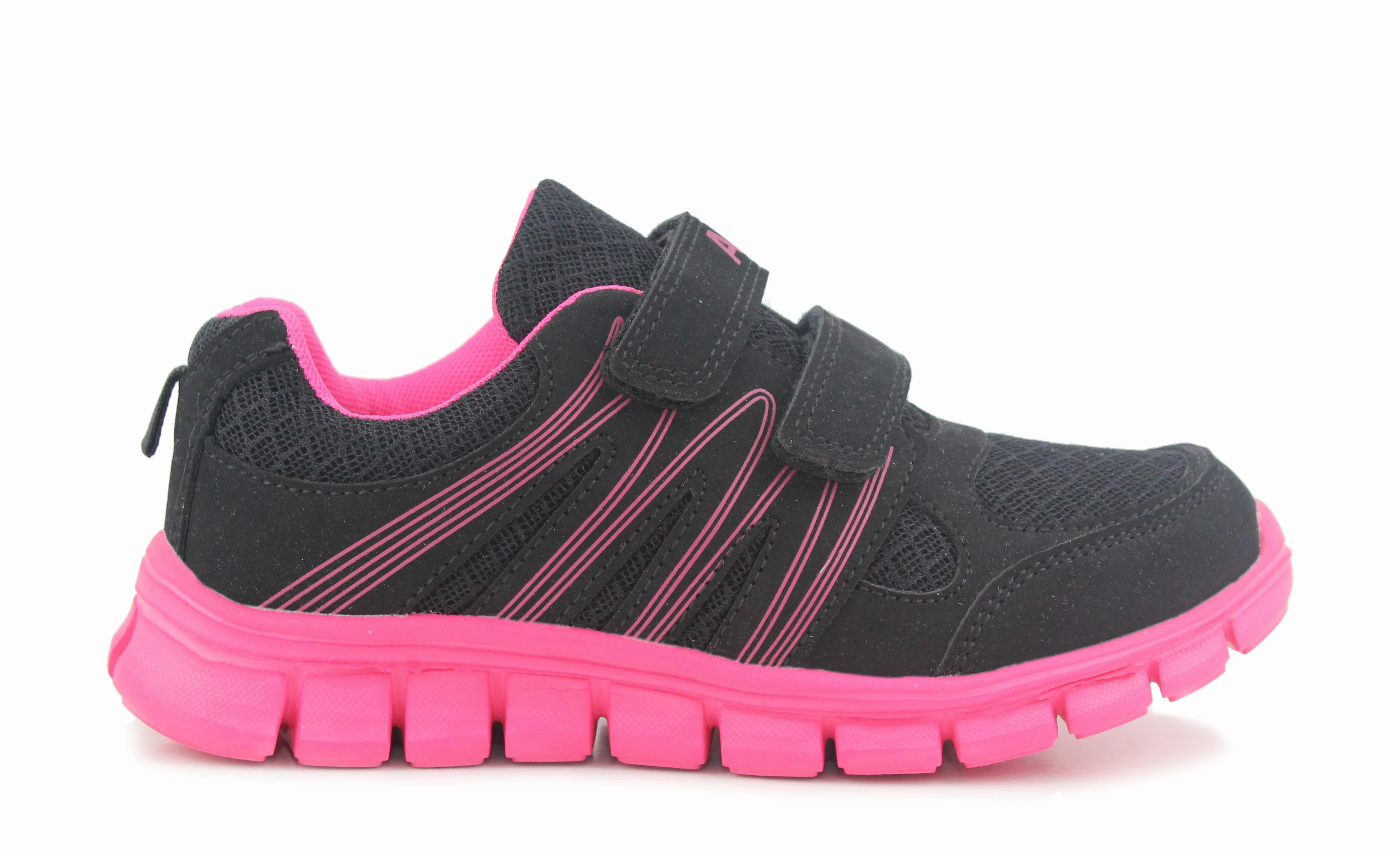 Kids Black Hot Pink Youth Super Lightweight EVA Double Touch Fasten Strap Sports Trainers Hoka Clifton 9 Running Shoes