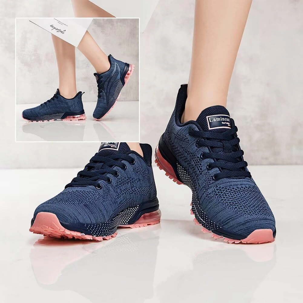 Womens Air Running Shoes Non Slip Tennis Walking Shoes Women Mesh Cushion Sneakers for Gym Workout Sports Badminton Shoes Lightweight