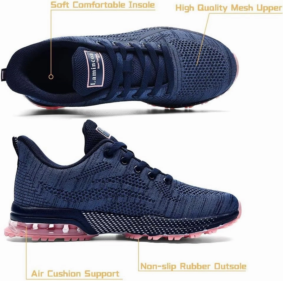 Womens Air Running Shoes Non Slip Tennis Walking Shoes Women Mesh Cushion Sneakers for Gym Workout Sports Badminton And Tennis Shoes