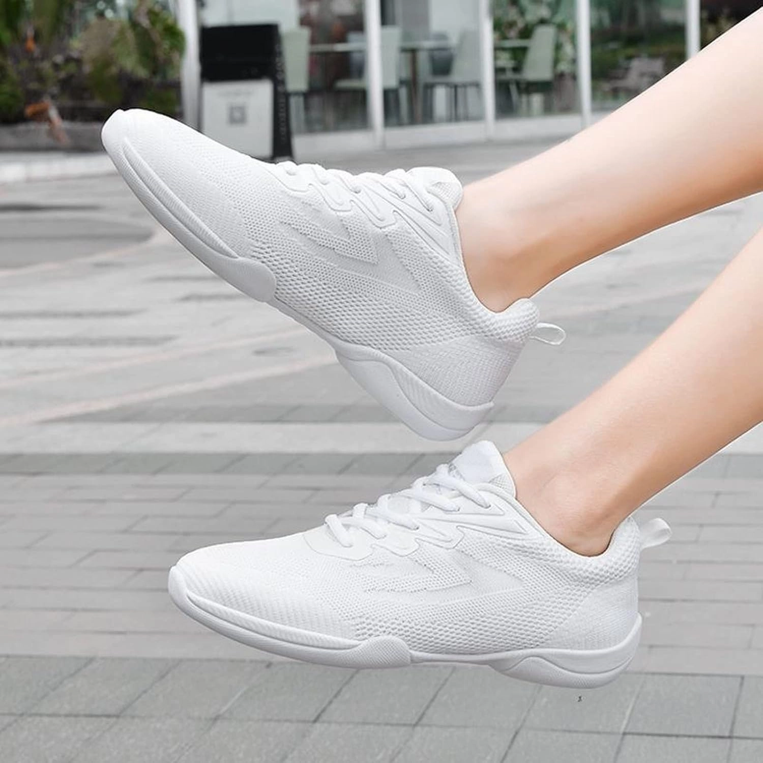 1970 Soccer Cleats Women Girls White Cheerleading Shoes Athletic Training Tennis Walking Competition Youth Cheer Sneakers Dancing