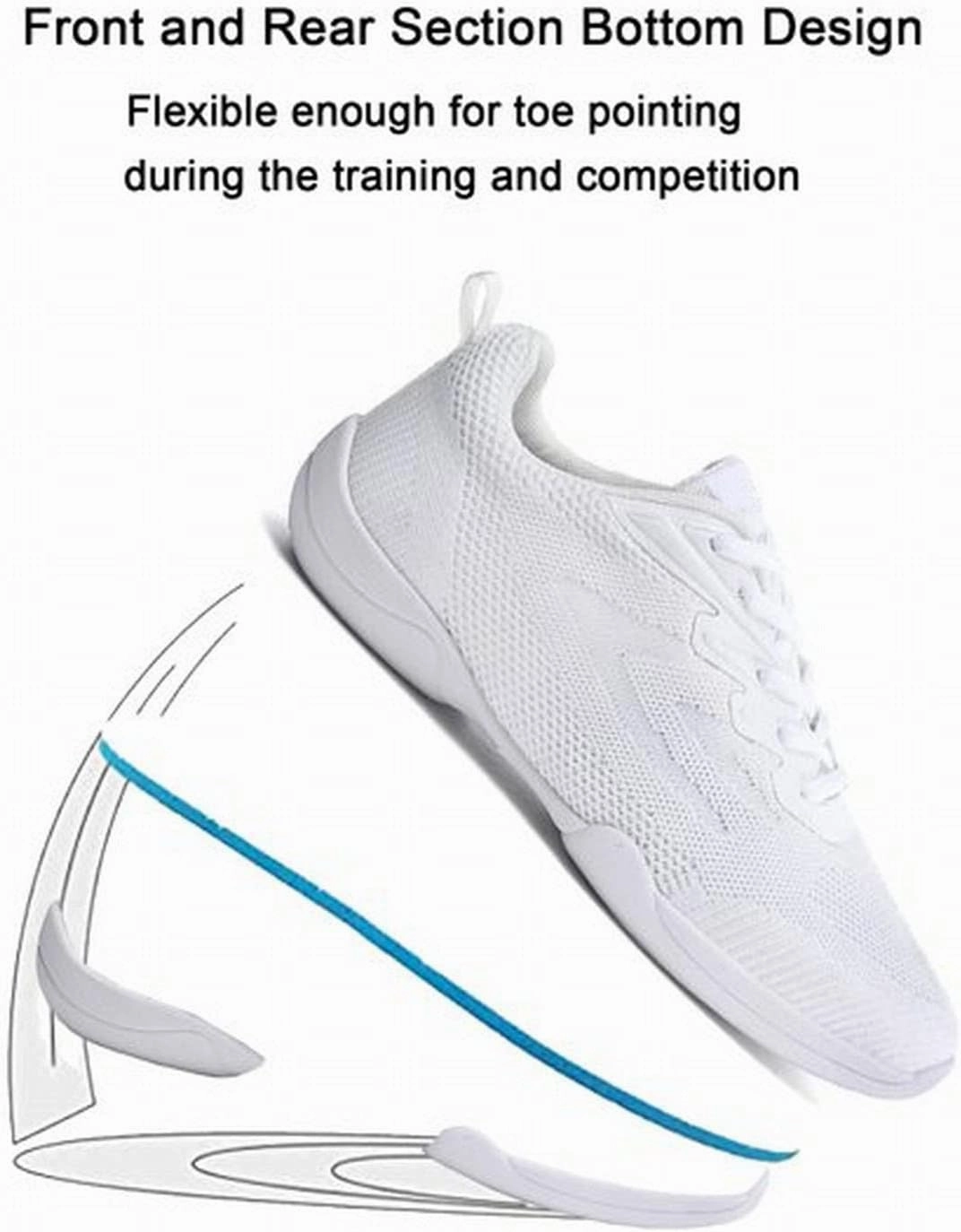 Women Girls White Cheerleading Shoes Athletic Training Tennis Walking Competition Youth Cheer Sneakers Dancing Soccer Cleats Models