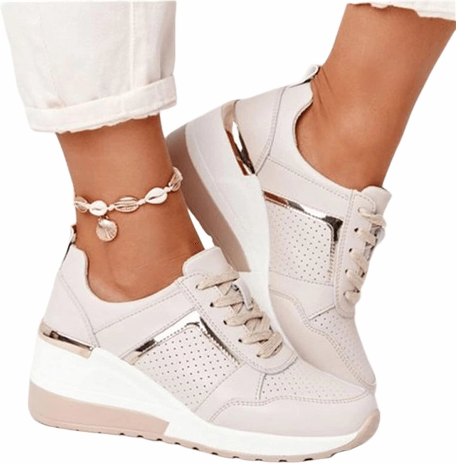 White Slip On Sneakers Ladmiple Shoes For Women Sneakers Slip Ons Lace Up Fashion Casual Summer Platform Leather Walking Shoes Flats Loafers