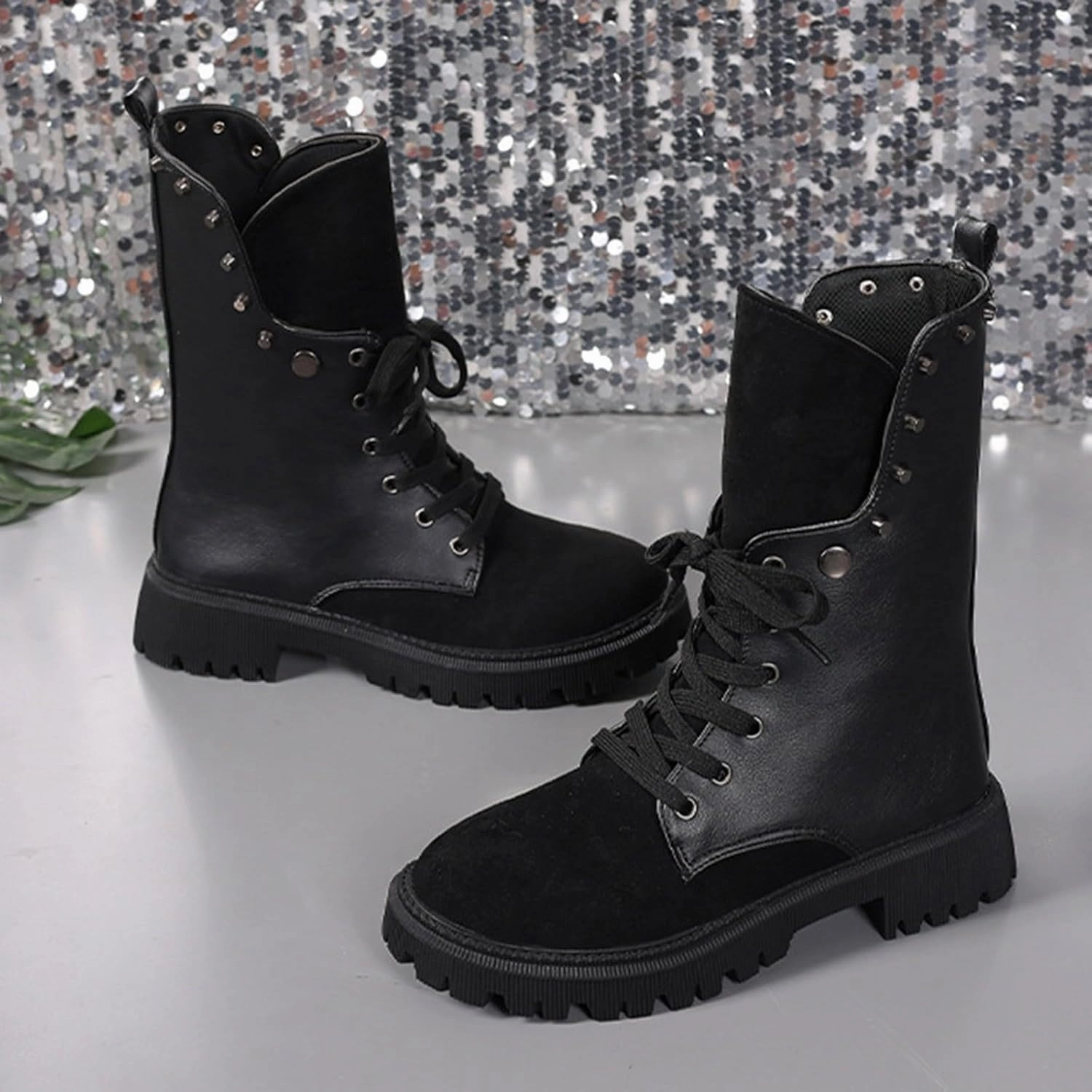 Combat Boots Womens Women's Y2K Butterfly Lace-Up Combat Boots Thick Platform Gothic Halloween Bootie For Ladies Camea Combat Boot