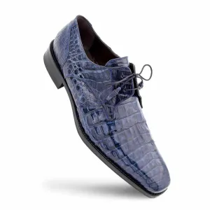 Mezlan of Spain Genuine Crocodile Skin Blue Derby Shoes ANDERSON (USA Men Size) Girls Dress Shoes Size 3