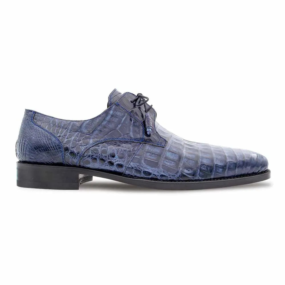 Mezlan of Spain Genuine Crocodile Skin Blue Derby Shoes ANDERSON (USA Men Size) Wide Comfortable Dress Shoes