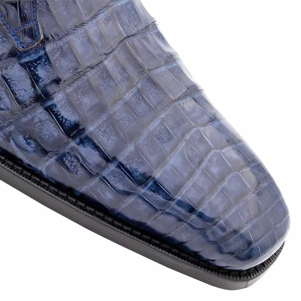 Soft Sole Dress Shoes Mezlan of Spain Genuine Crocodile Skin Blue Derby Shoes ANDERSON (USA Men Size)