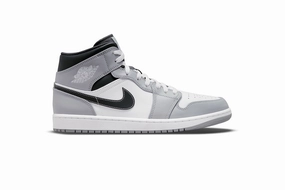 Air Jordan 1 Mid : LT Smoke Grey / White - Anthracite Af1 Nike Shoes