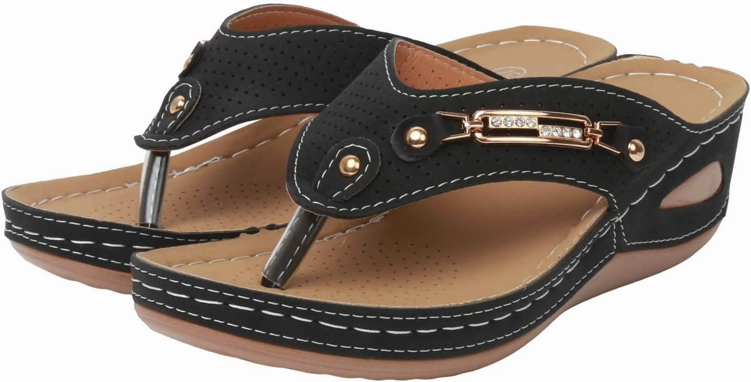 Samba Tennis Shoes Womens Fashion Orthotic Flip Flops with Arch Support Sandals Women Summer Dressy Comfortable Beach Walking Thong Cushion Sandals Slip On Slides Casual Beach Shoes, 6.5, Black,white