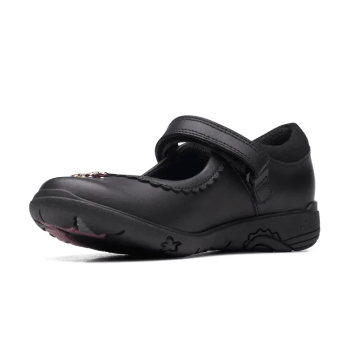 Clarks Girls Shoe Relda Sea K. Black Leather