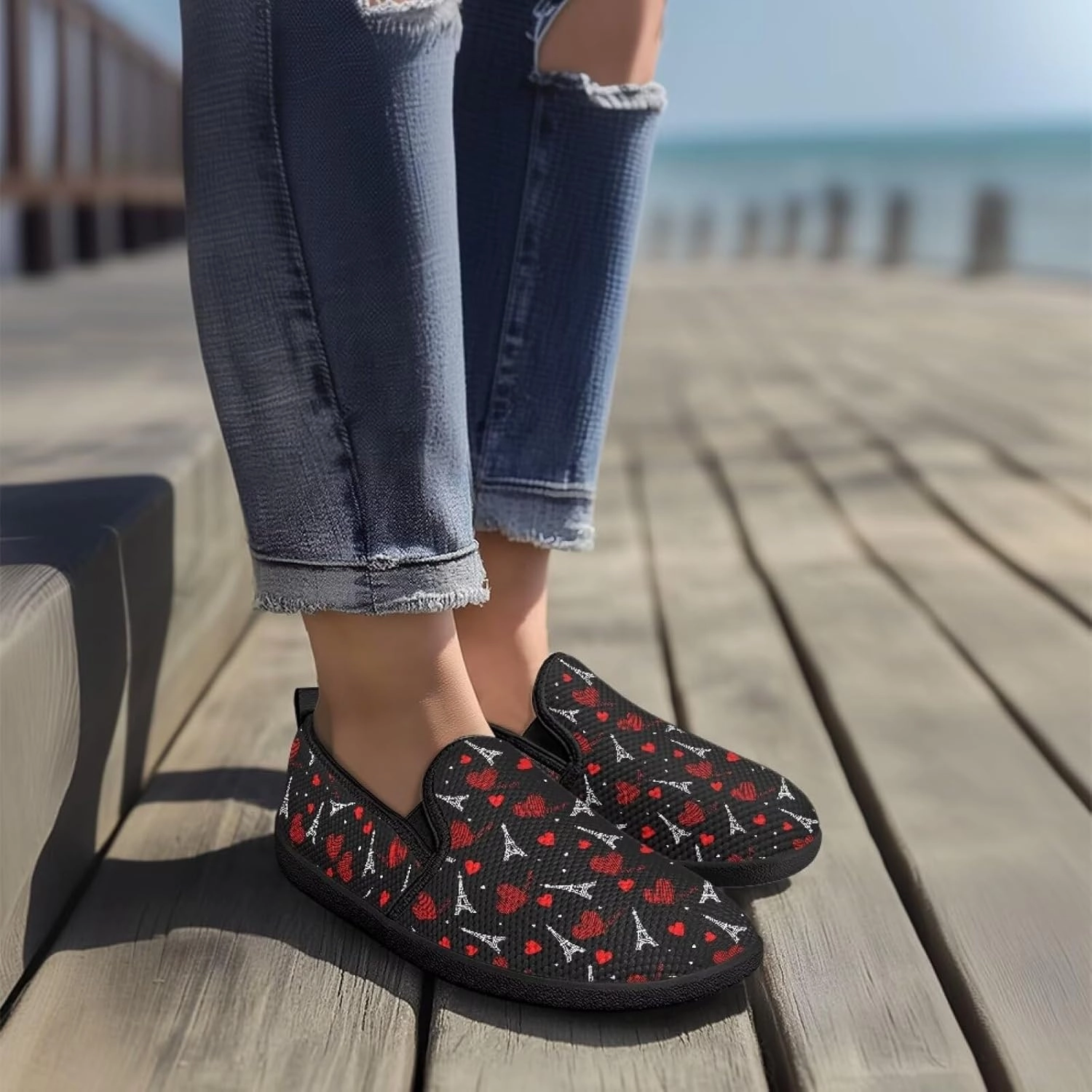 Cleat Compatible Cycling Shoes Fashion Barefoot Walking Shoe Womens Casual Slip On Loafers Breathable Anti-Slip Camping Shoes with EVA Sole for Cycling US 6-11 Black Sole