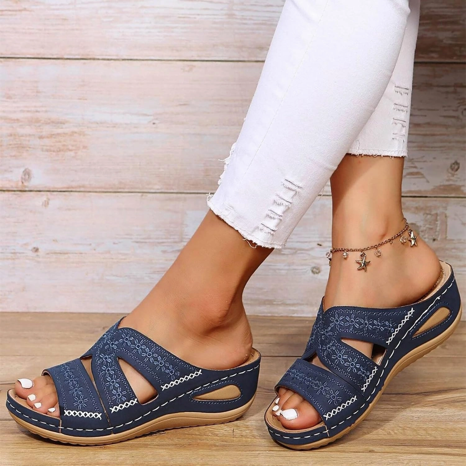 Fashion Orthopedic Sandals for Women Arch Support Recovery Slides Comfortable Walking Flip Flops Women Wedge Sandals Summer Beach Slipper Comfy Sandals Medium Heel Platforms Wedges Open Toe Shoes Ons Tennis Shoes