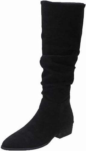 Knee High Rubber Work Boots Knee High Boots Women Low Heel Fashion Pointed Toe Chunky Heel Thigh High Fashion Comfortable Knee High Pile Boots