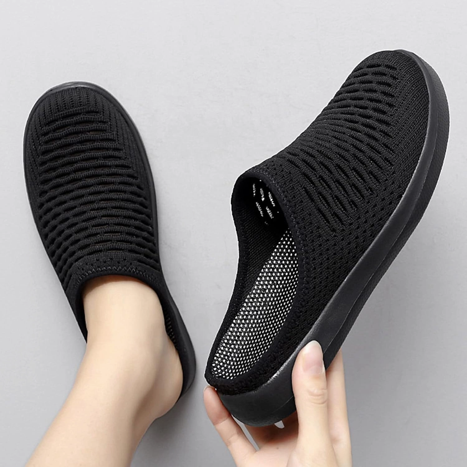 Burlington Coat Factory Tennis Shoes Sneaker Mules for Women Slip-On Orthopedic Slippers Backless Platform Sneakers Round Toe Mules Walking Sneakers