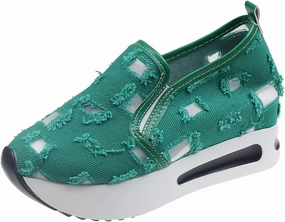 Platform Wedge Sneakers for Women Slip on Loafers Comfortable Thick Soft Shoes Arch Support Walking Work Shoes Breathable Sheer Mesh Lace Fashion Shoe Comfort Sneaker Club America Tennis Shoes