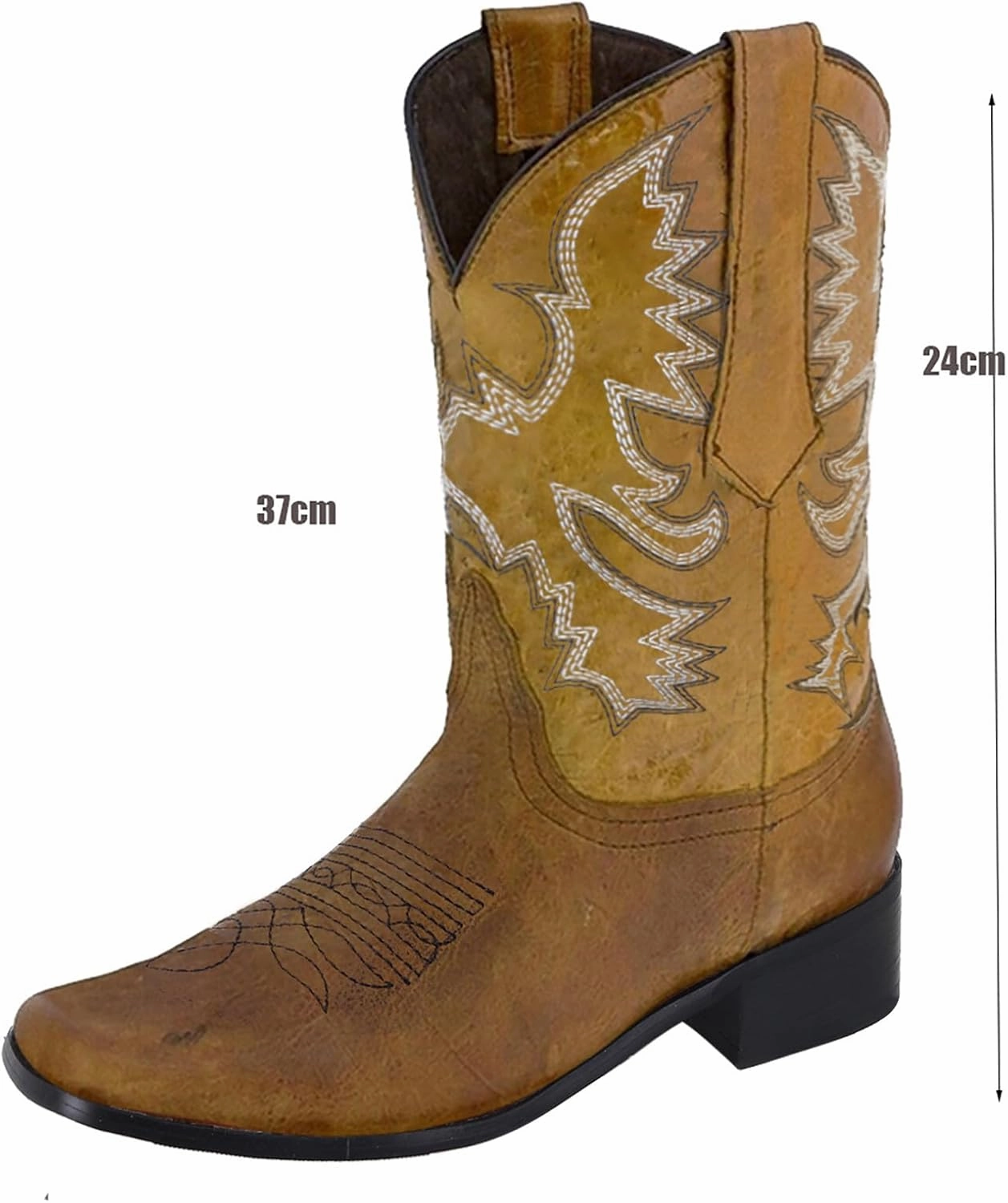 Combat Boots Womens Slip-On Western Cowboy Boots Round Toe Low-Heeled Cowgirl Mid-Calf Short Suede Boots Leather Combat Boot With Ff Cuff