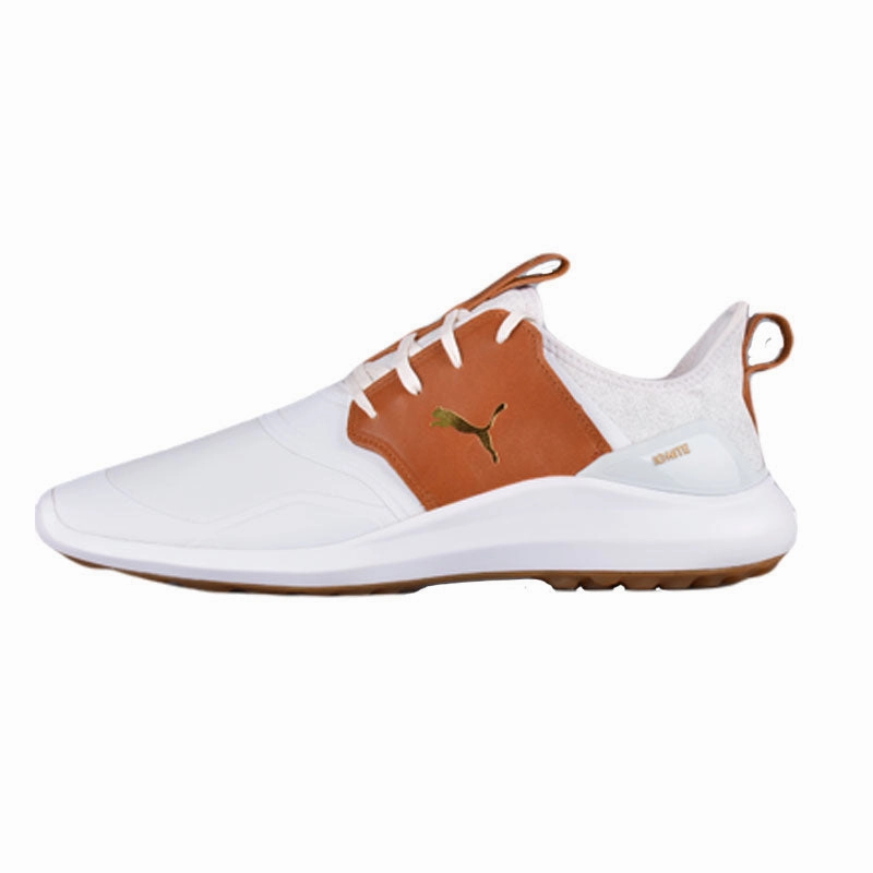 Puma Hardwood Basketball Shoes PUMA Ignite NXT Crafted Men's Spikeless Shoes (White/Brown)