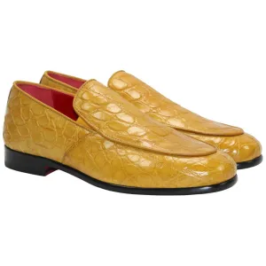 Best Comfortable Dress Shoes Fennix of Italy Genuine Alligator Skin EASTON Mustard Trendy Loafer(US Men Size)