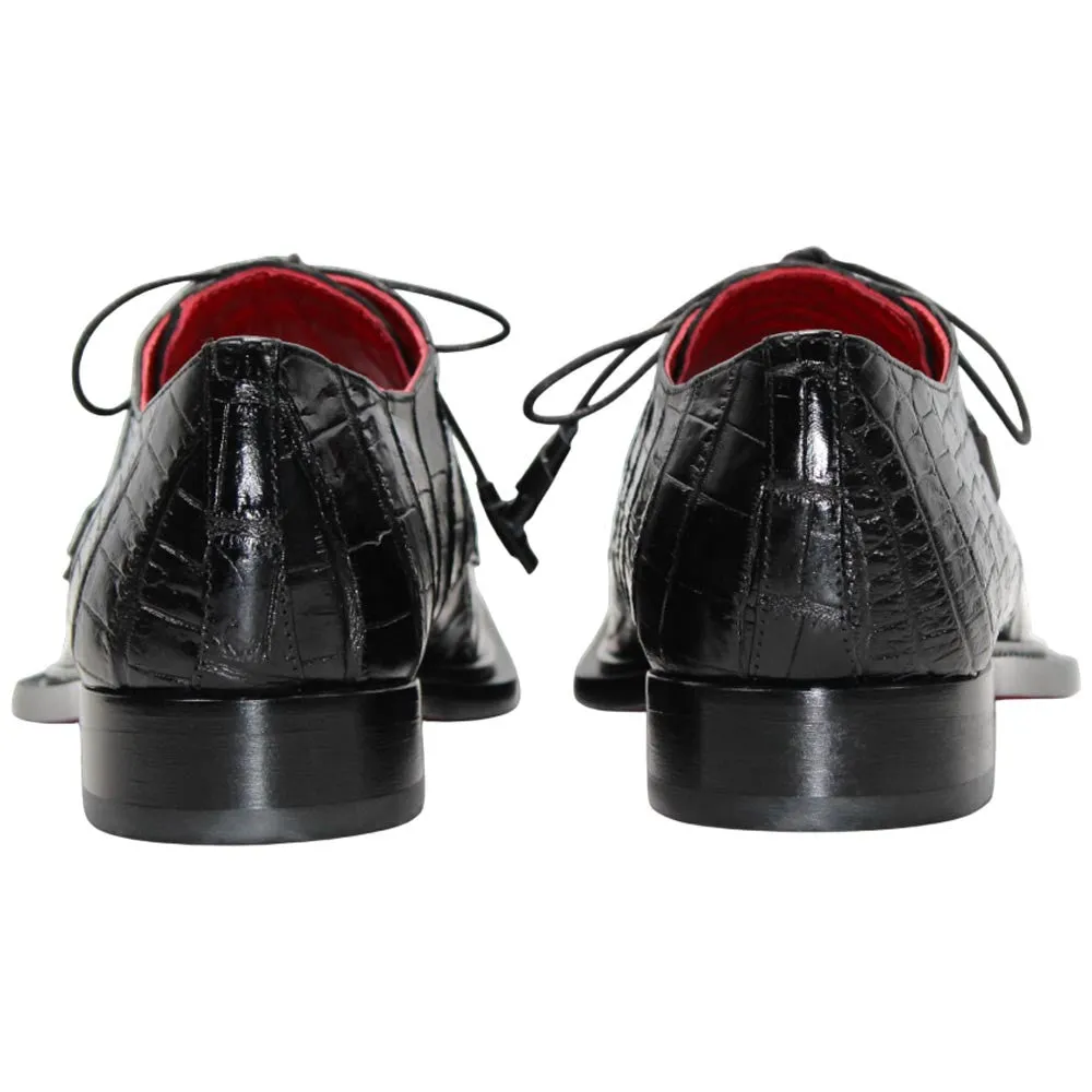 Fennix of Italy Genuine Alligator Skin ROWAN Black Derby Shoes (USA Men Size) Dress Shoes Kohls