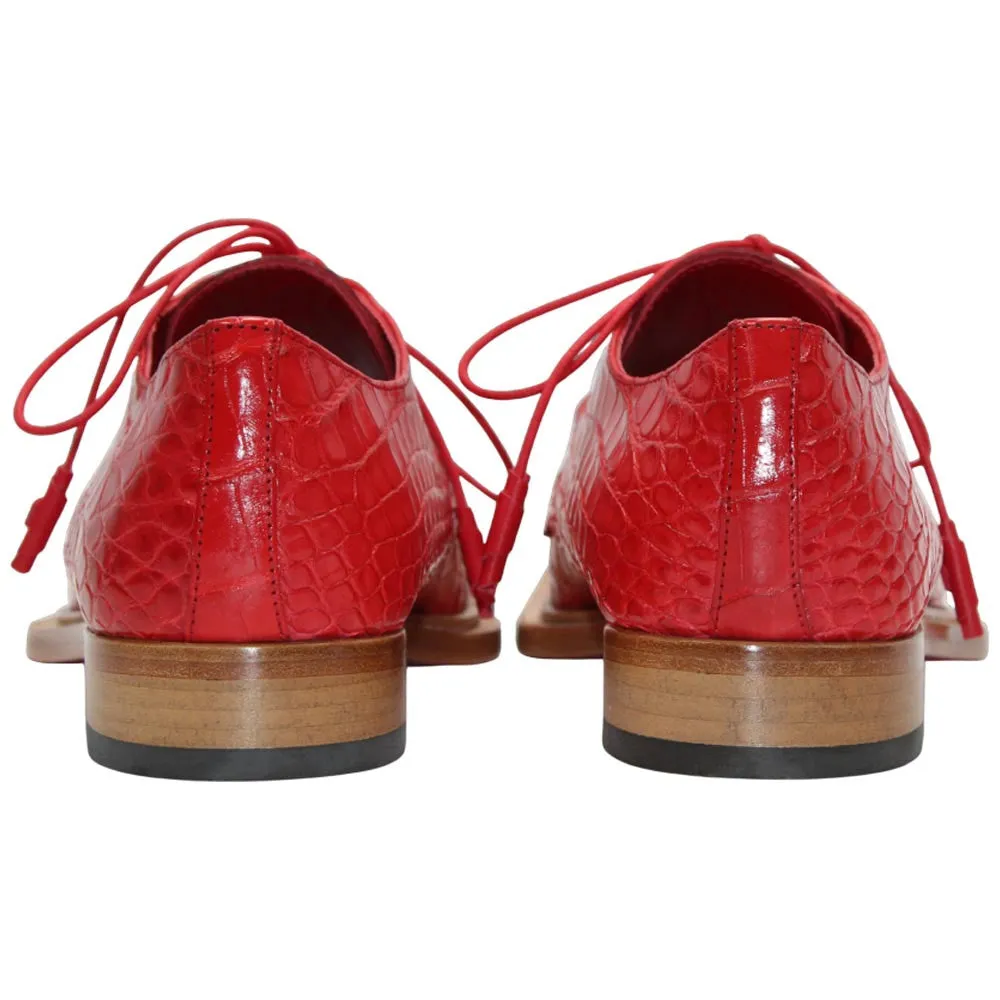 Dress What Color Shoes Fennix of Italy Genuine Alligator Skin ROWAN Red Trendy Derby Shoe (US Men Size)