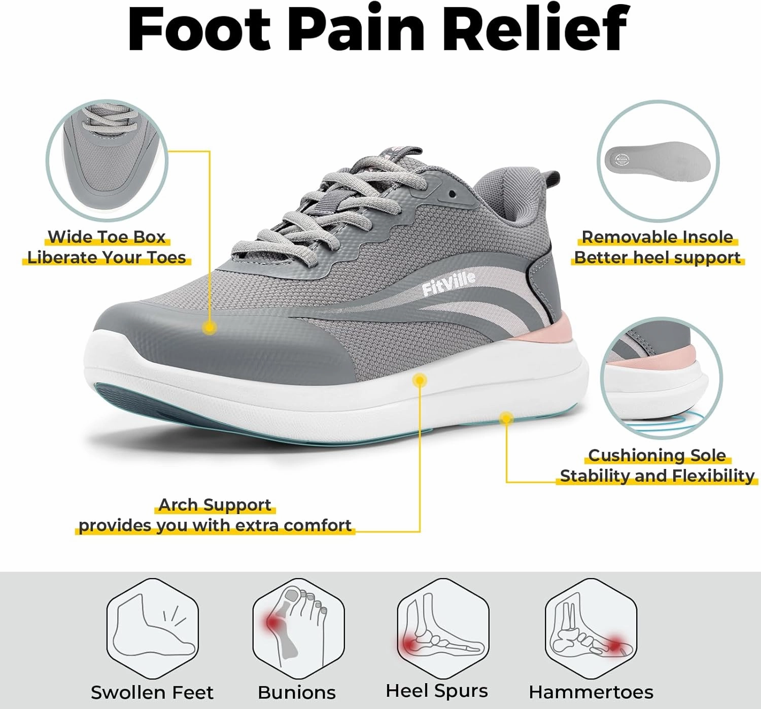 Asics Shoes For Training FitVille Wide Width Sneakers for Women Extra Wide Cross Training Shoes Athletic Shoes Workout Gym Shoes with Arch Support