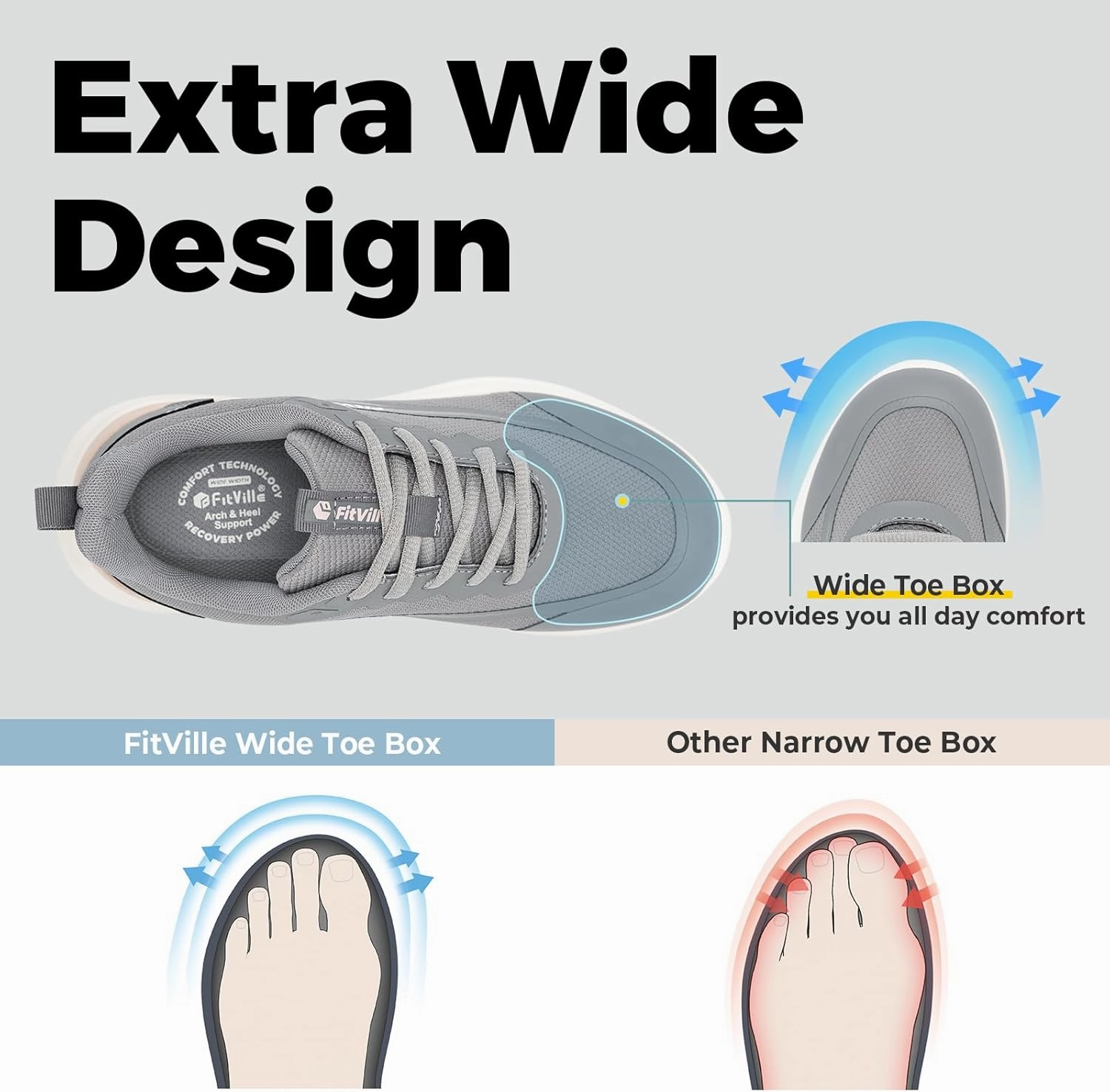 FitVille Wide Width Sneakers for Women Extra Wide Cross Training Shoes Athletic Shoes Workout Gym Shoes with Arch Support Salsa Training Shoes