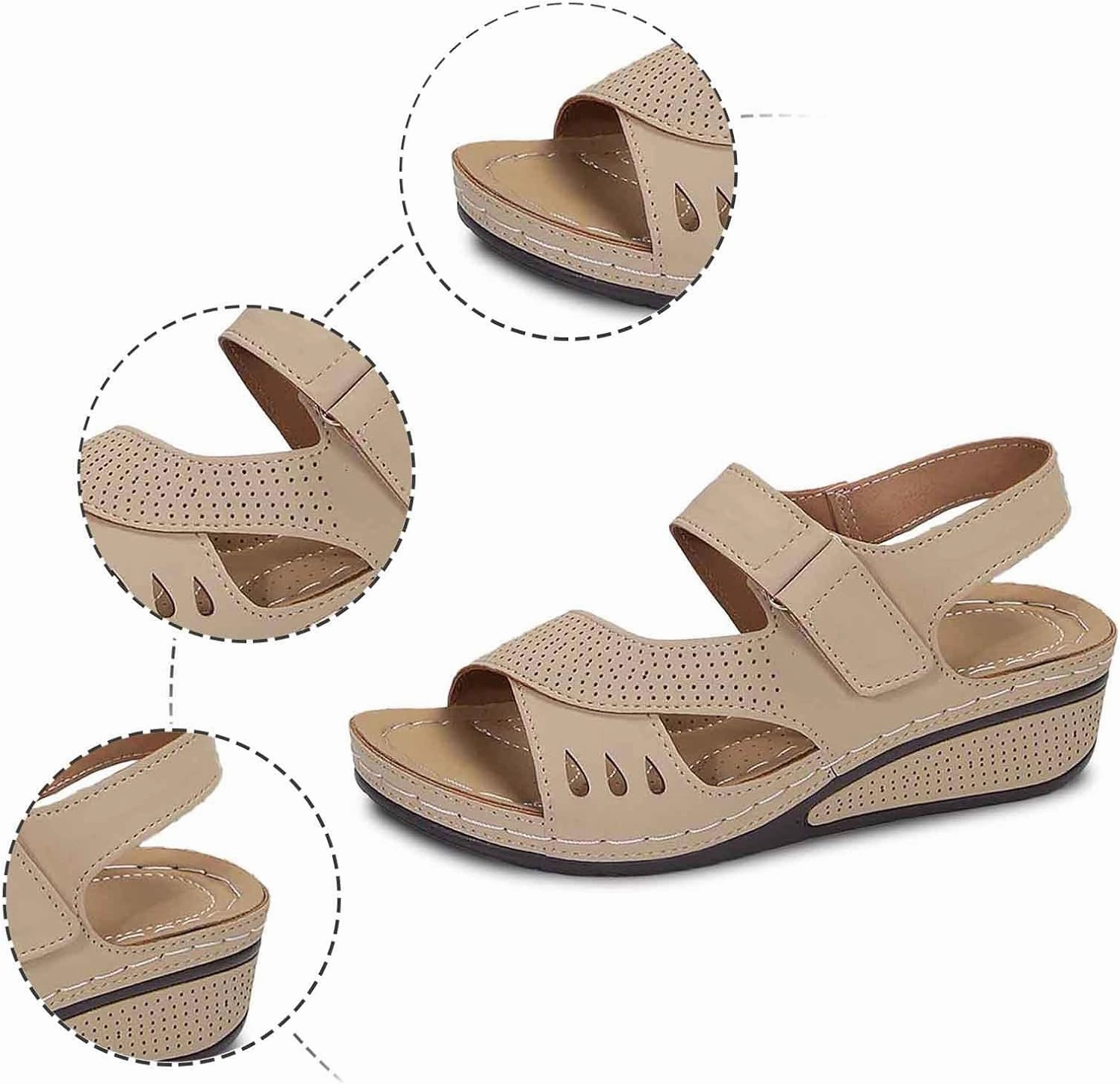 Flat Sandals for Women Round Toe Cross Straps Hollow Out Wedge Heel Breathable Lightweight Beach Walking Sandals Tillys Flip Flops