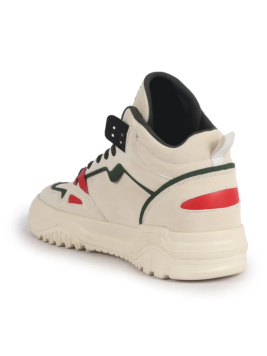 Men Green Colorblocked High Top Feather Lite Lace Up Sneakers|High Ankle Sneaker Shoes|Chunky Lace Up Casual Shoes Heels Shoes On Sale