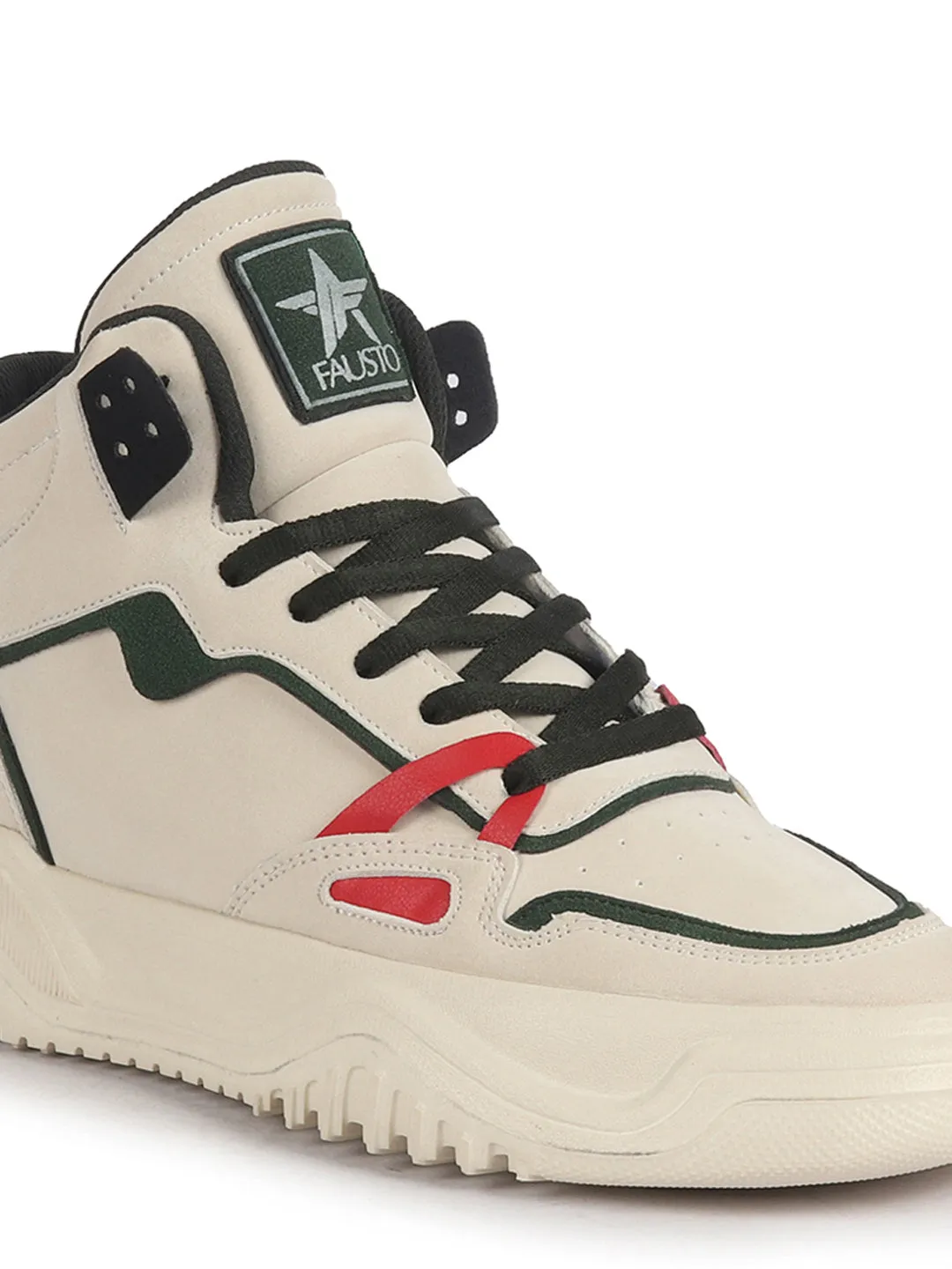 High Heels And Sneakers Men Green Colorblocked High Top Feather Lite Lace Up Sneakers|High Ankle Sneaker Shoes|Chunky Lace Up Casual Shoes