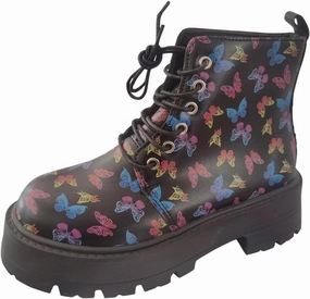 European Tennis Shoes Women's Autumn and Winter Colorful Platform Lace Up Ankle Boots Fashion Round Toe Non Slip Boots Cute Heels (Sky Blue, 8)