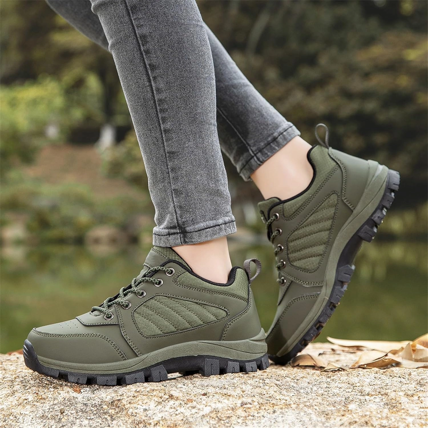 Women's Waterproof Hiking Shoes with Arch Support Lace Up Lightweight Breathable Walking Shoes for Outdoor Climbing Non Slip Casual Sneakers Women's Nike Slip On Shoes No Laces > Slip On Shoes No Laces
