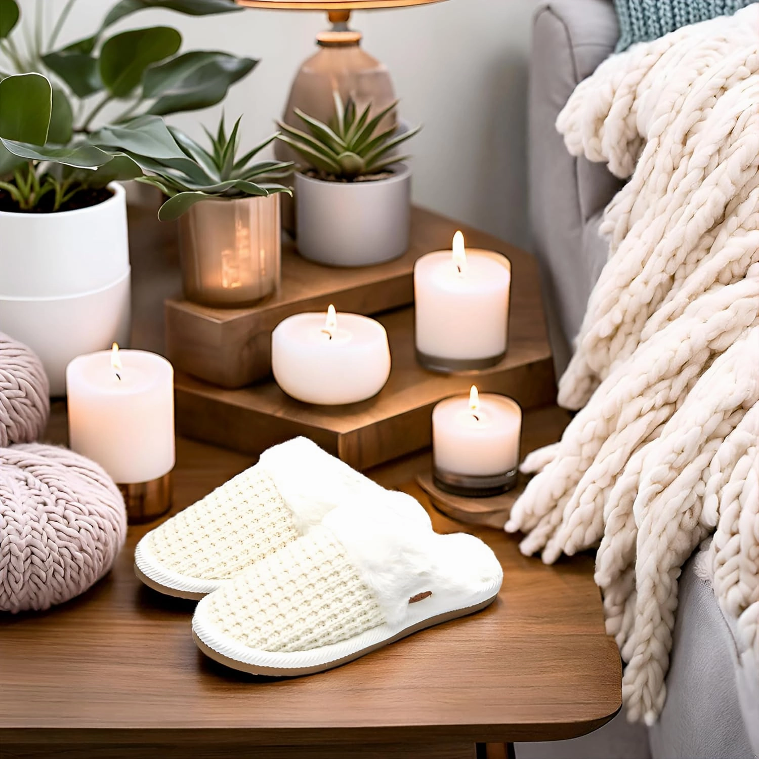 Slip On Sandles Funky Junque Cozy Plush Women's Memory Foam Slippers - Mother's Day Gift - Indoor/Outdoor Slip-Ons