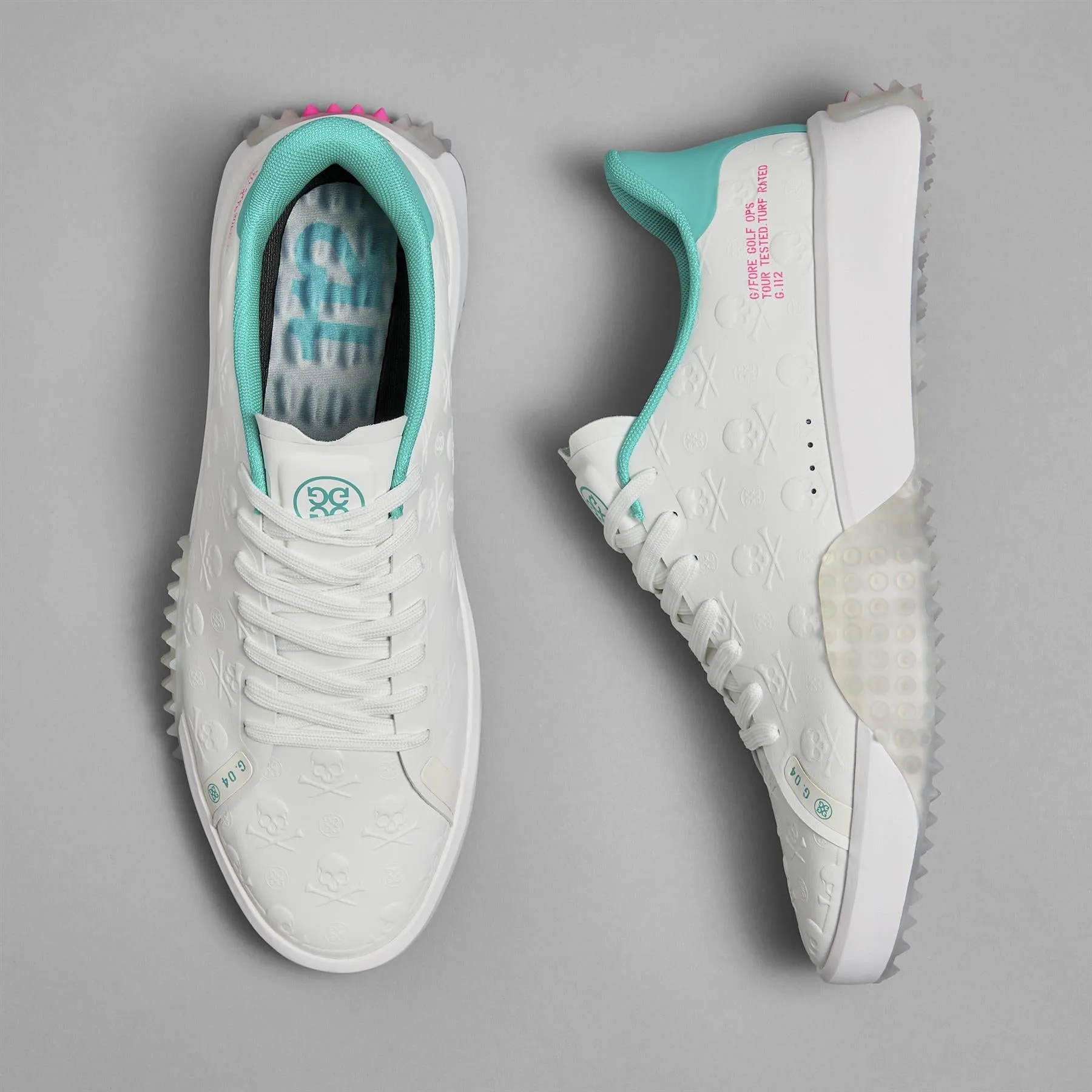 G.112 Embossed Skull & Tees P.U. Leather Golf Shoes Snow/Siren Fj Contour Series Golf