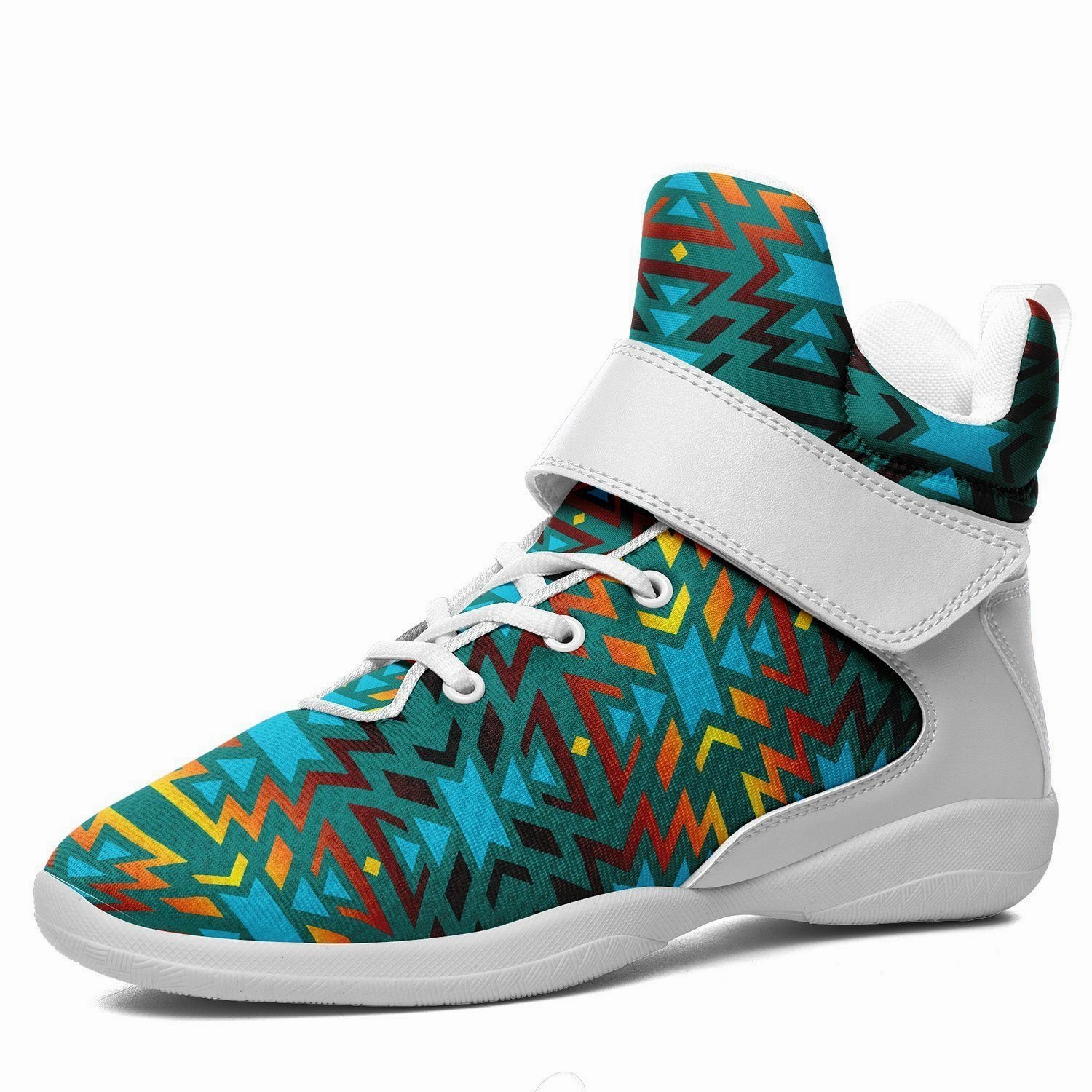 Running Basketball Shoes Fire Colors and Turquoise Teal Kid's Ipottaa Basketball / Sport High Top Shoes