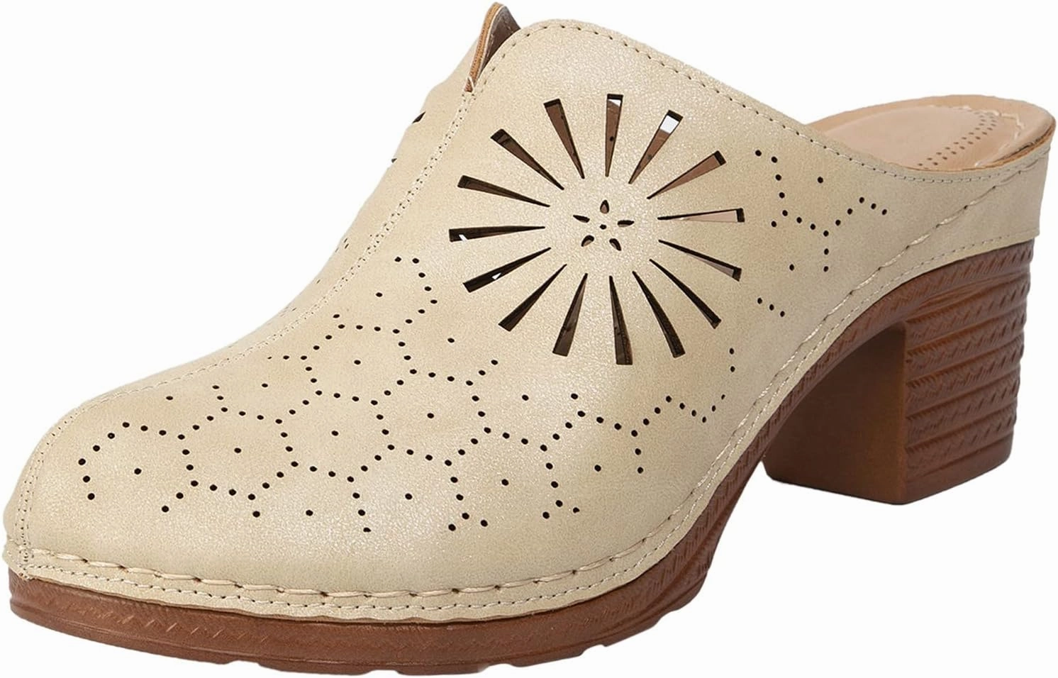 Types Of Flip Flops Close Toe Clogs for Women Hollow Out Casual Block Chunky Heeled Sandals Dressy Slip On Mules Comfortable Close Toe Beach Sandals