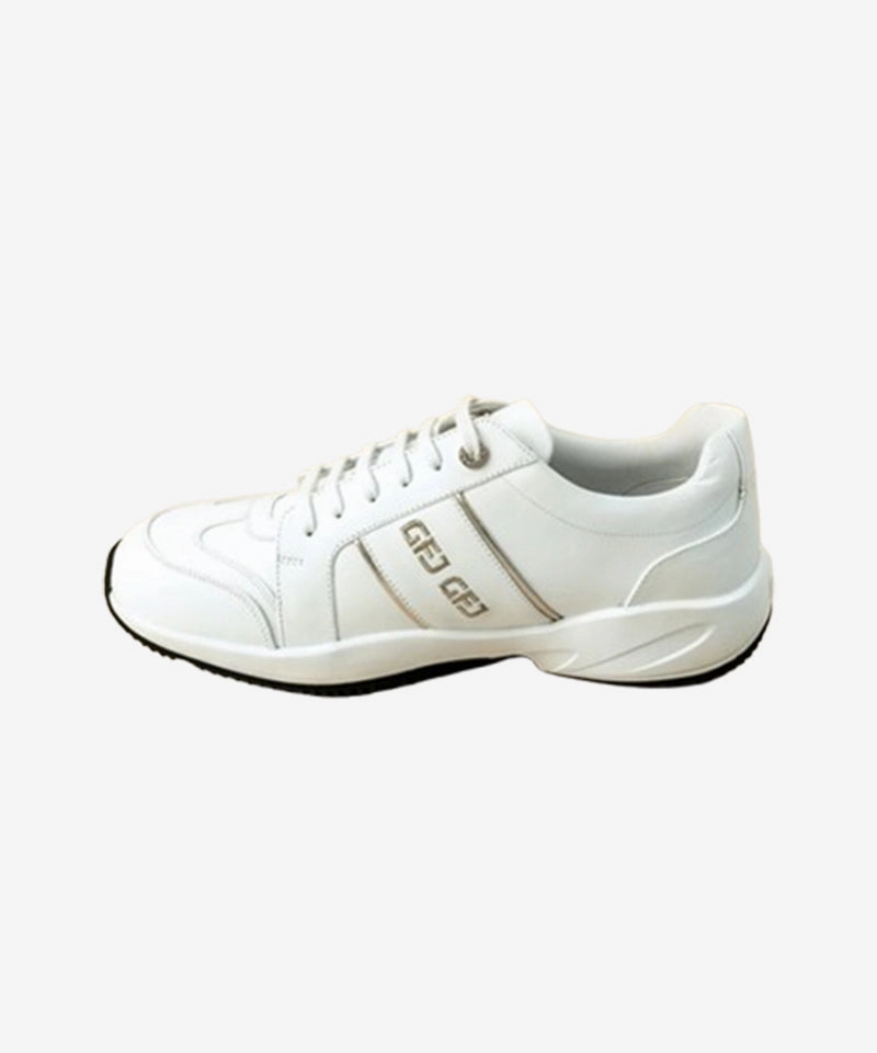 GFJ Golf Men's Windfall Platinum Sneakers - White Top Rated Golf Shoes