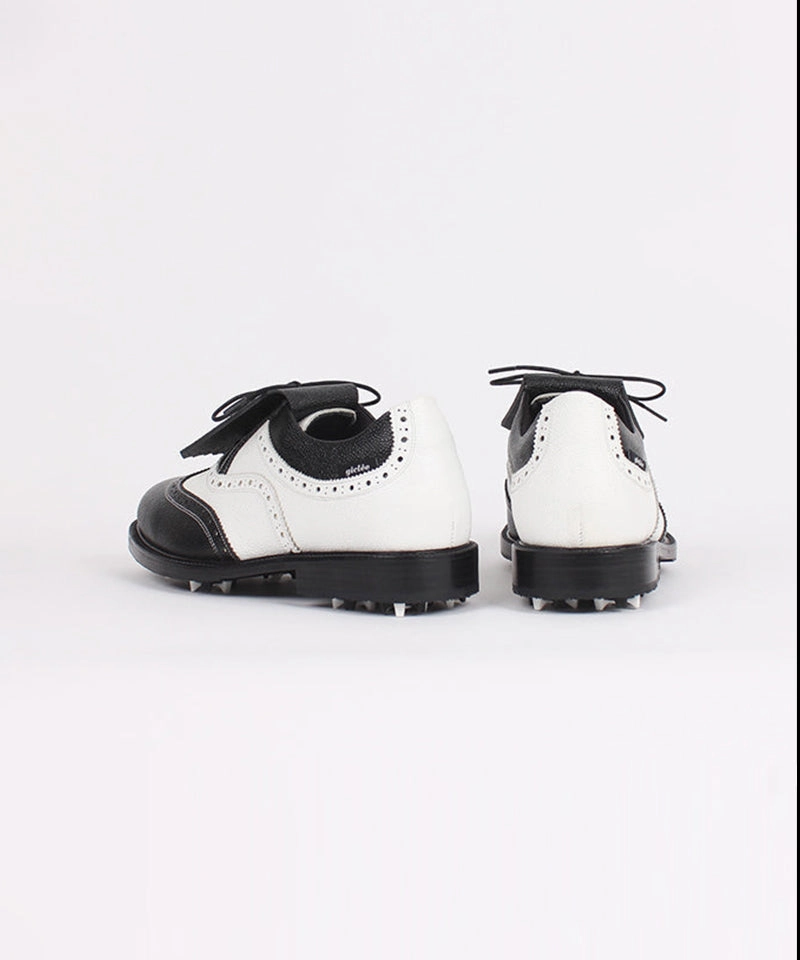 Giclee Unisex Classy Combi Premium Leather Golf Shoes - Black