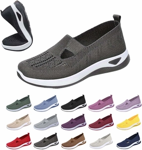 Orthopedic Shoes for Women Orthowalk Wide Width Breathable Walking Comfortable Slip on Sneakers Non Slip Lightweight Athletic Sport Running Sneaker Arch Support Woven Nurse Shoes Footwear Platform Slip On Sneakers Slip On