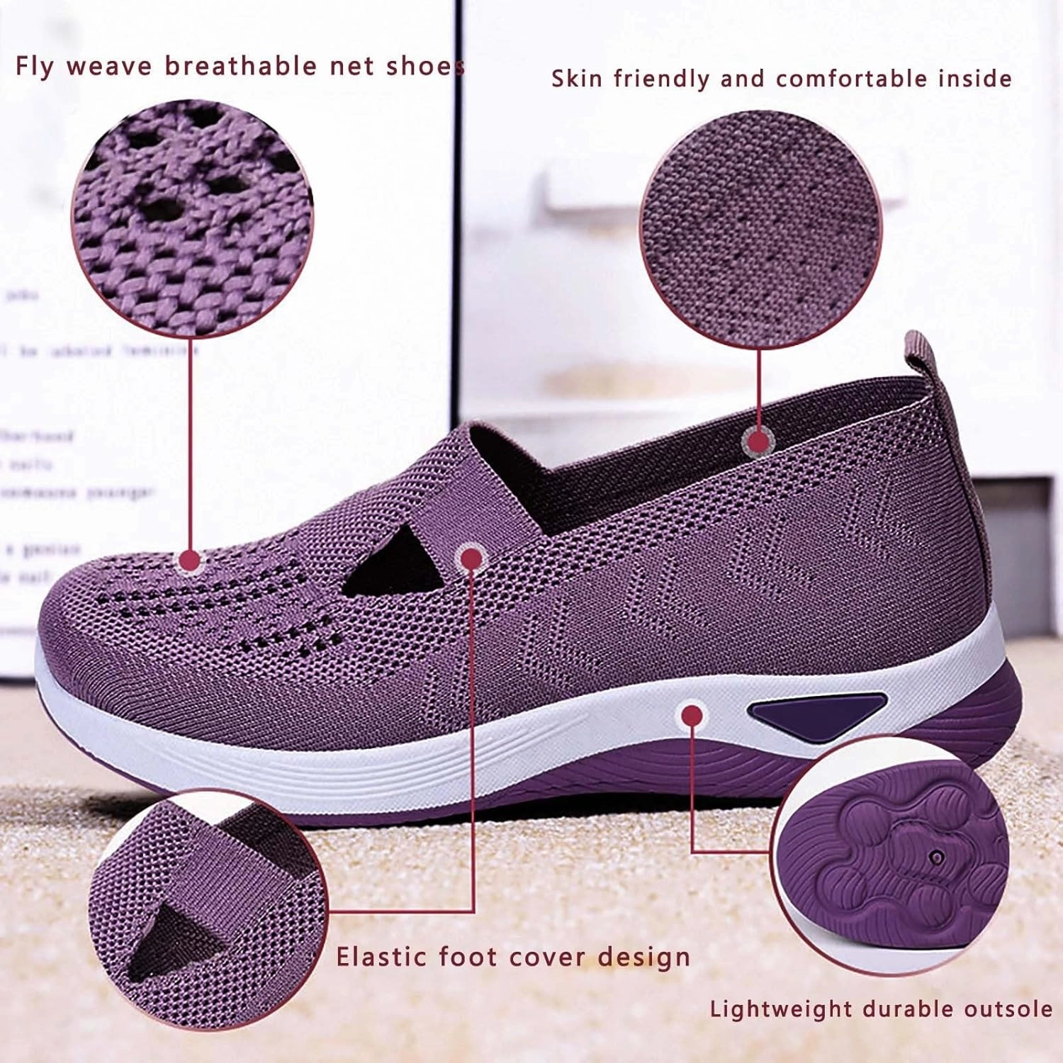 Slip-on Beach Shoes Orthopedic Shoes for Women Orthowalk Wide Width Breathable Walking Comfortable Slip on Sneakers Non Slip Lightweight Athletic Sport Running Sneaker Arch Support Woven Nurse Shoes Footwear