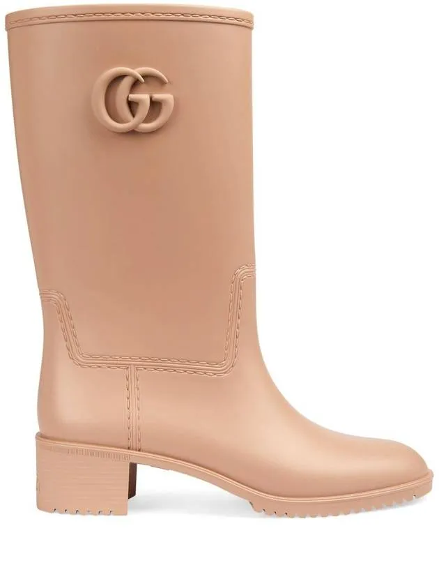 Gucci Womens Double G Rubber Rain Boots Pink Cowgirl Rain Boots
